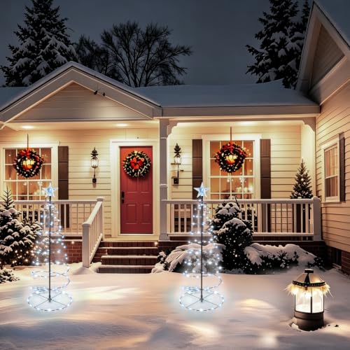 2 Pack 29 Inch Spiral Solar Christmas Tree Lights - image 6