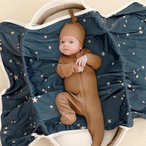 Image of GRSSDER Baby Blankets Super Soft Jersey Knit Swaddle Blanket for Baby Girls and Boys, Double Layer Receiving Blankets 34 x 44 Inches, Extra Large for Baby Swaddling, Cute Elephant
