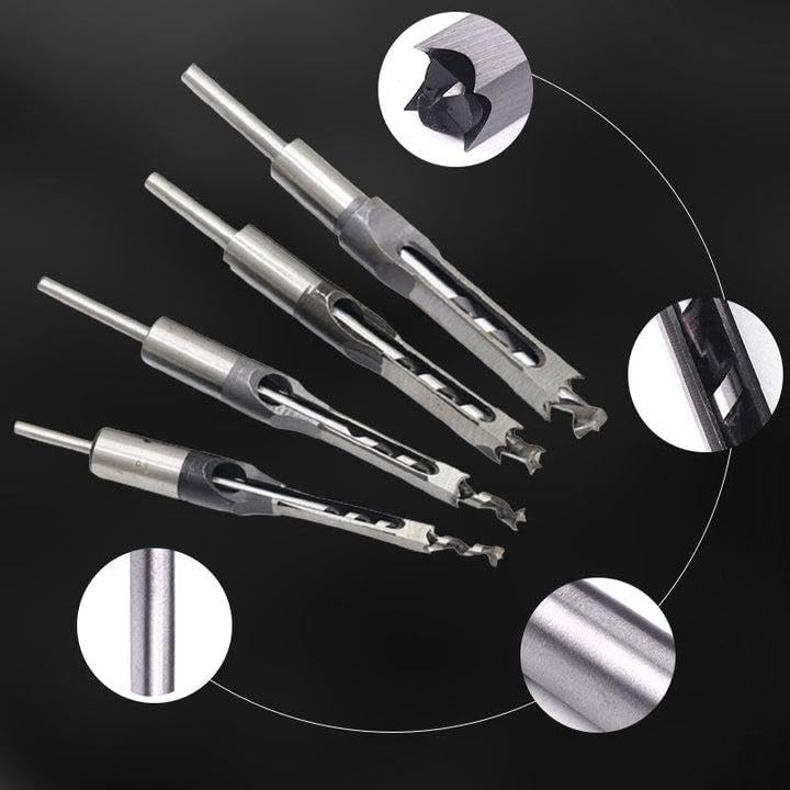 Woodworking Square Hole Drill Bits High Carbon Steel Precision CNC Machined Fast Easy Hole Punching for Hardwoods 6.4mm-19mm Ideal for DIY Lovers Furniture Production (6pcs (6.4+8+9.5+12.7+14+16))