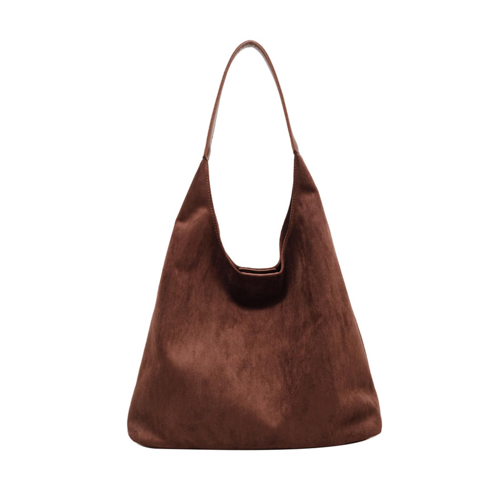Suede Shoulder Bags, Dark Brown Hobo Suede Handbag, Chocolate Suede Slouchy Tote Bag for Women