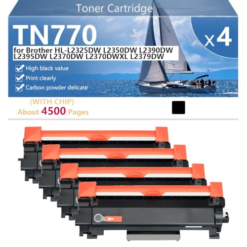 Cartouche TN770 noire pour imprimante Brother HL-L2370DW bureau à la maison pack de 4