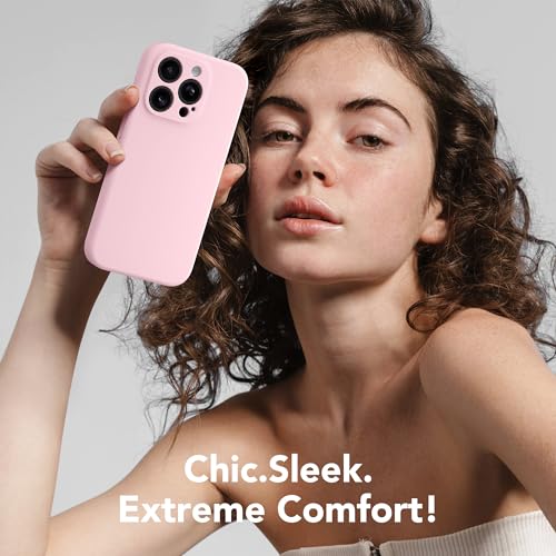 Image of Magnetic for iPhone 15 Pro Case, Compatible with MagSafe, [Full Camera Protection][Screen Protector] Silicone Shockproof Protective Phone Case for iPhone 15 Pro 6.1 inch, Chalk Pink