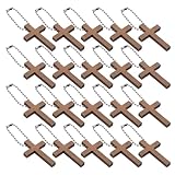 Zerodeko Llavero de Cruz de Madera Natural Mini para Manualidades Cristianas, 72 Piezas Orificio Liso para Bricolaje Joyería, Recuerdos Religiosos para Bautizo y Fiesta de Pascua