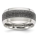 ICE CARATS Stainless Steel 1/3ct Black Diamond 10mm Wedding Ring Band Size 9.00 Fashion Jewelry for...