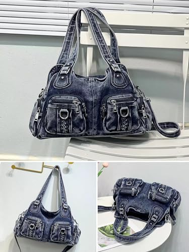Casual Washed Denim Shoulder Bags Top Handle Lady's Hobo Bags Women Purses And Handbags4