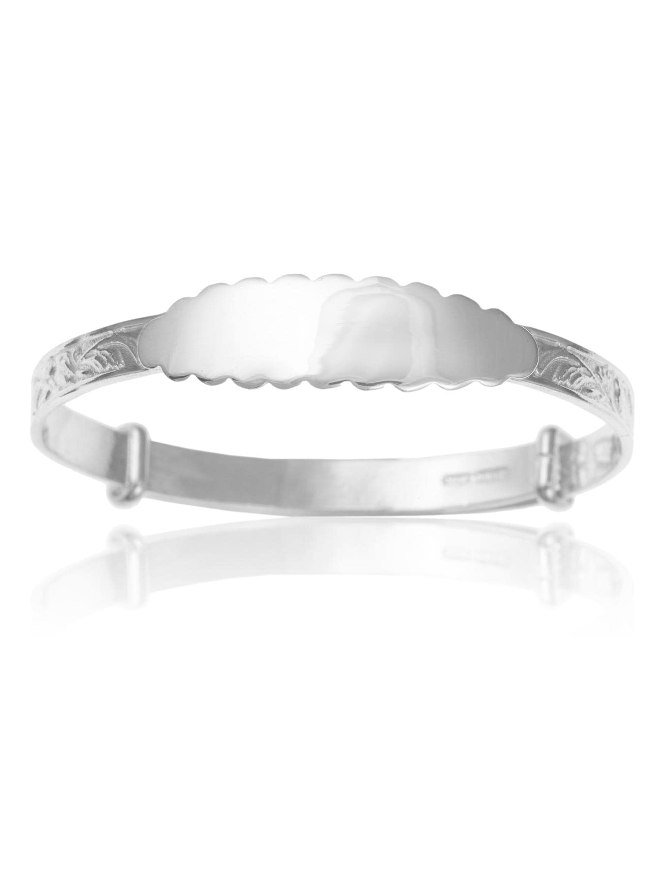 Pulsera de plata de ley 925 con grabado de filigrana victoriana expandible