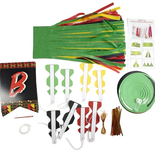 LOONELO Black History Month Party Decoration Set, February Holiday Black Pride Banner, Swirls, Tassel Garlands, Paper Fans for African American History Festival Home Celebration Decorations