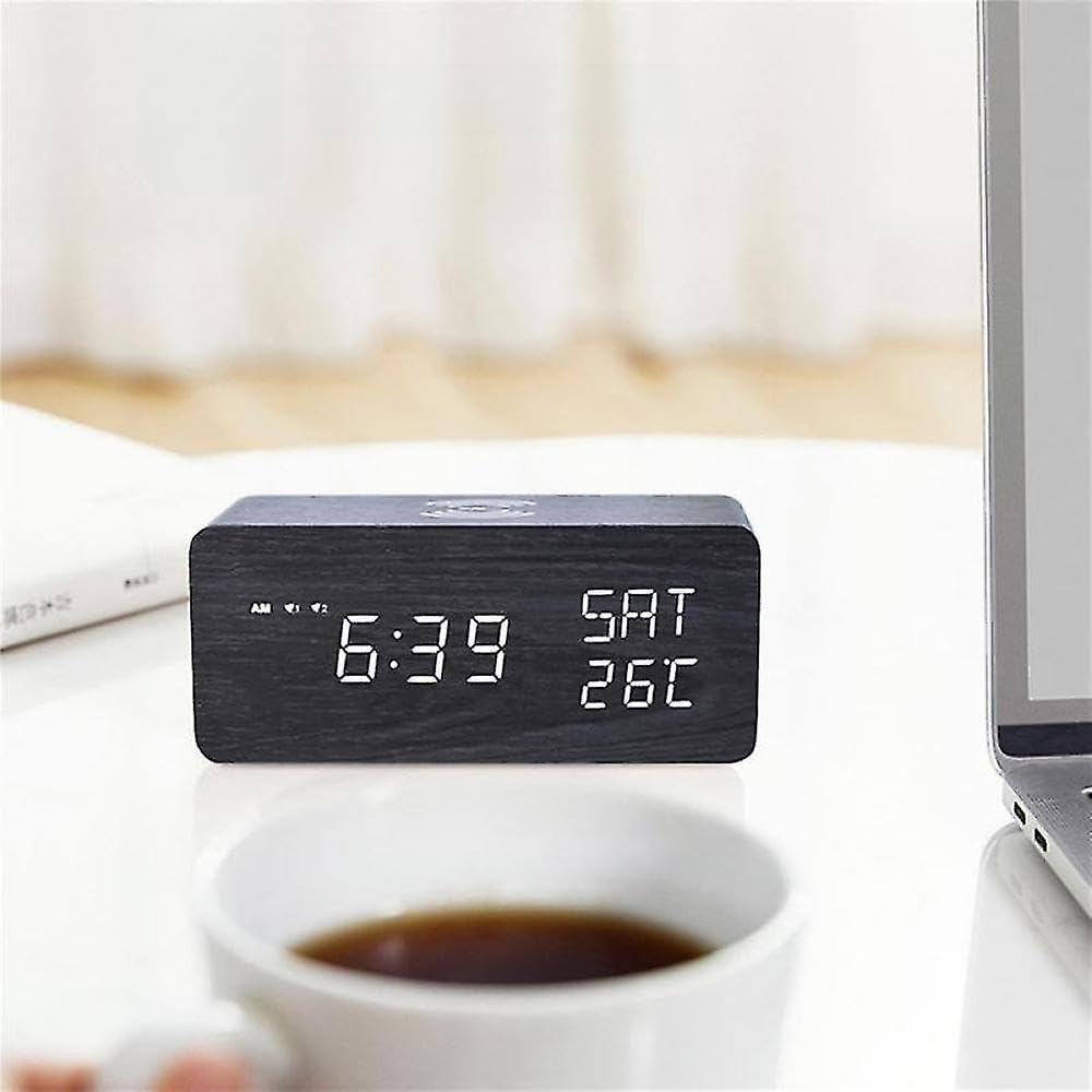 JOYHAPPST Snooze Digital Temperature And Humidity Alarm Clock (black)