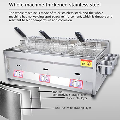 Generic 12-Liter-Fritteuse, Gas-Chip-Fritteuse, lebensmittelechter Edelstahl, elektronische Impulszündung, rutschfest, energiesparend, leicht zu reinigen – Bild 4