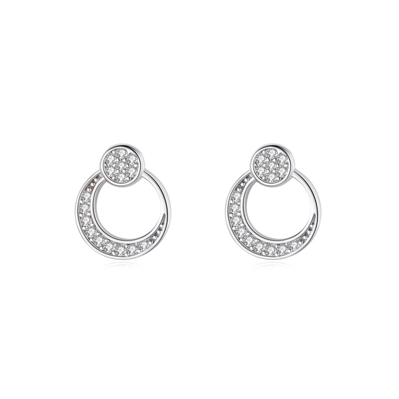 Orecchini da donna in oro bianco 18 carati, con luna di moissanite AU750