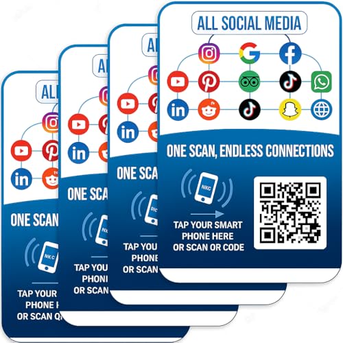 Social Media Networking & Review Hub Cards – 4-Pack NFC
