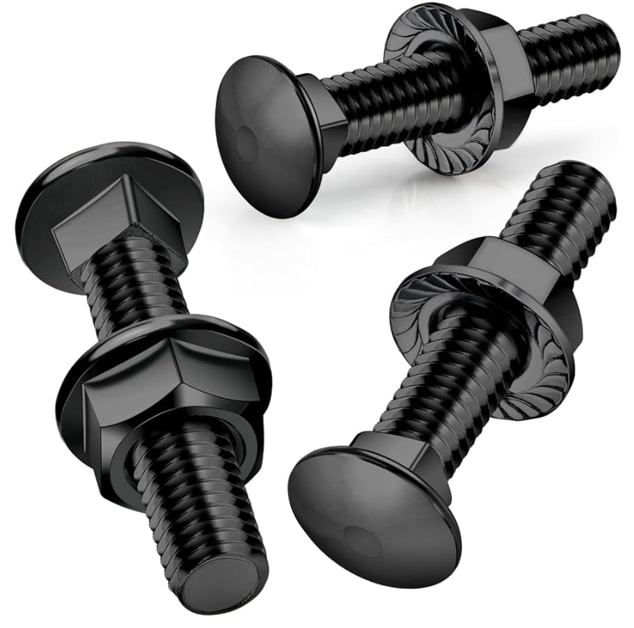 SWTYExt M5 Coach Bolts 25 Pcs Carriage Bolts M5x50mm Coach Bolt 304 Stainless Steel Black Oxide with Flange Hexagon Nuts DIN 6923 for Construction Industrial Machinery Home Decoration