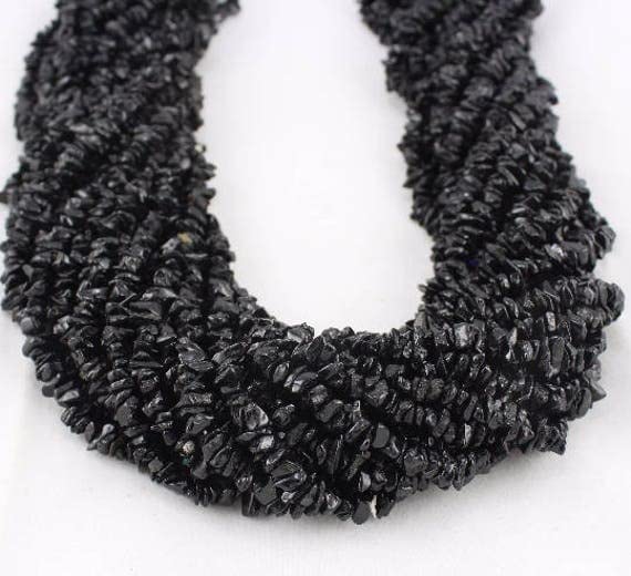 Tourmaline noire perles éclats bruts 36 inches pour loisirs créatifs