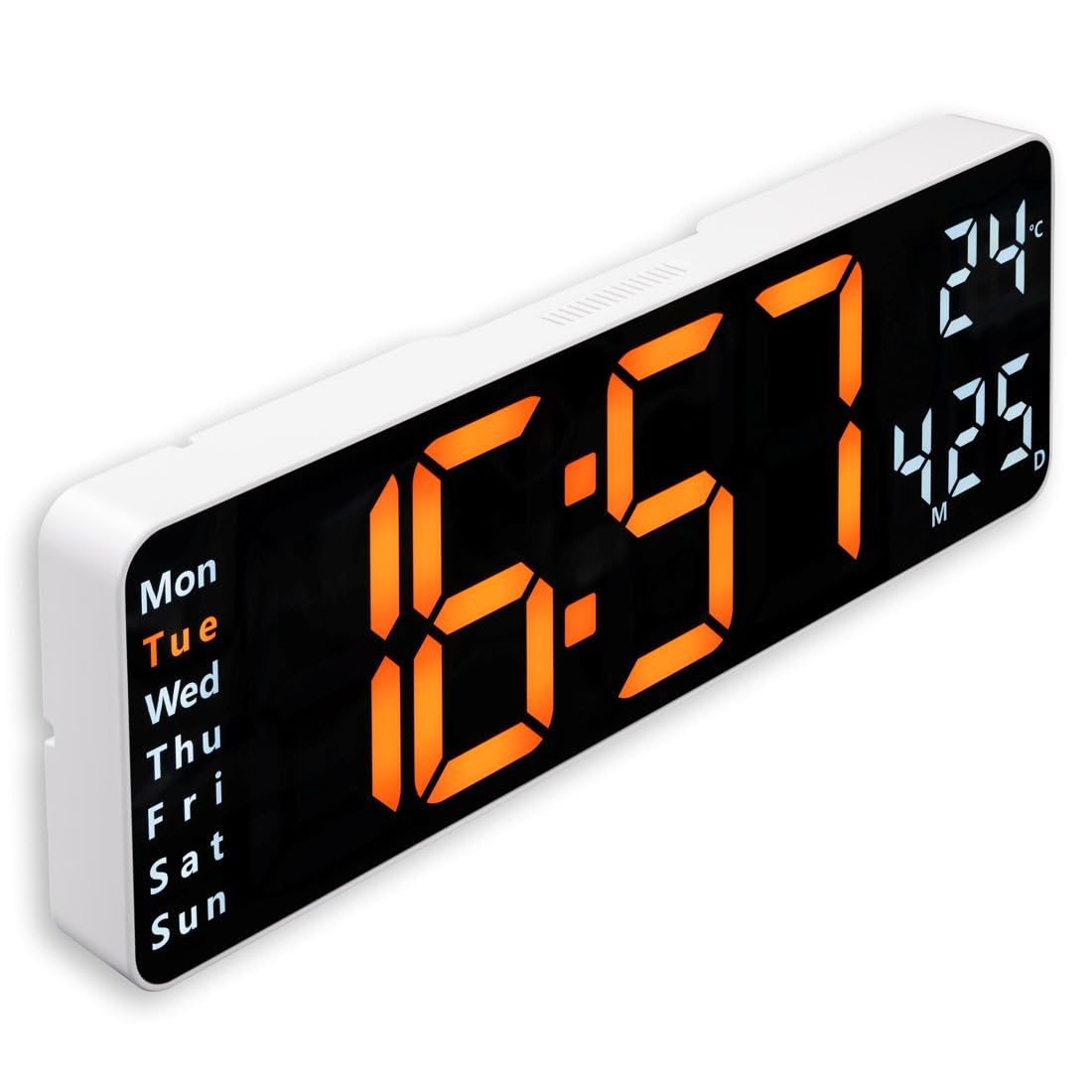 Hama Digitale Wanduhr groß (LED modern, Wanduhr Thermometer, Digital Uhr Wecker, Tisch Küche, Digitale Stoppuhr groß, Wand Fernbedienung, Wohnzimmer dimmbar | Santa Cruz, Wanddekoration, Digitaluhr, Timer, Alarm, Stoppuhr, Fernbedienung