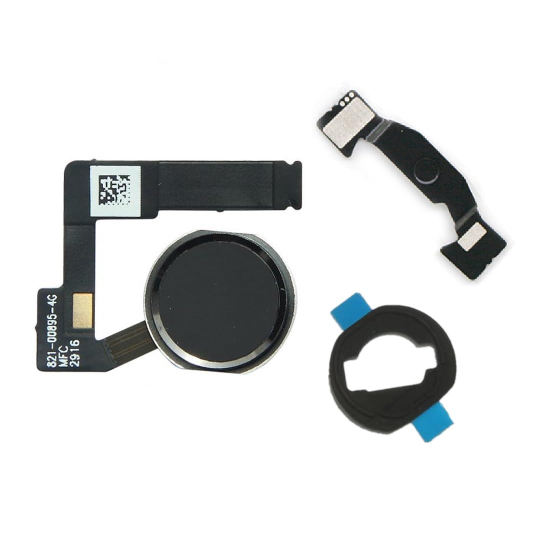 YESUN Home Button Flex Cable Assembly + Home Key Rubber Gasket and Spacer Holder for iPad Pro 10.5, 12.9 2nd, Air 3 2019 (Black)
