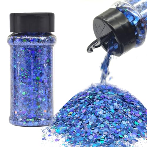 Royal Blue - Holographic - Craft Glitter - 2oz Glitter Shaker Bright Colorful Mix Chunky Body Glitter Bulk - 24 Colors in Shaker Cosmetic Grade Glitter - EBKC709