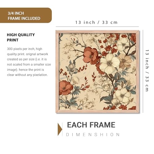 Image of kotart Premium Digital Paintings with Frame for Home Decoration - Floral Painting for Living Room Bedroom Office Room Decor - Painting for Wall Decoration - Set of 2 Multicolor paintings (13x13 inch, B)