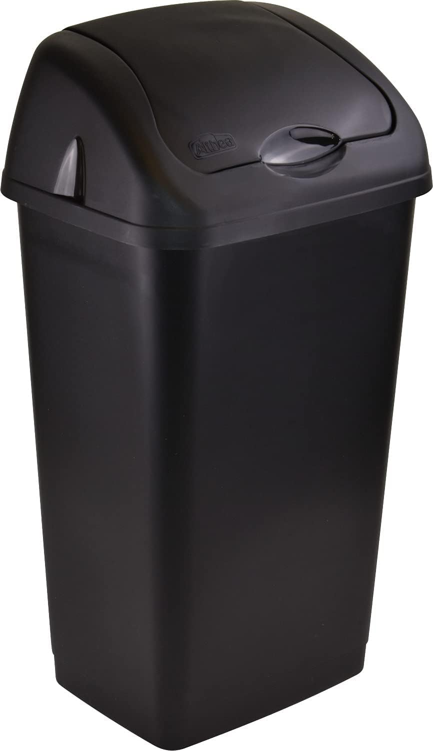 60L 60LITRE Premium Plastic Black Swing Bin Dustbin with curved movable Lid for Home and Kitchen Rubbish Waste Solution
