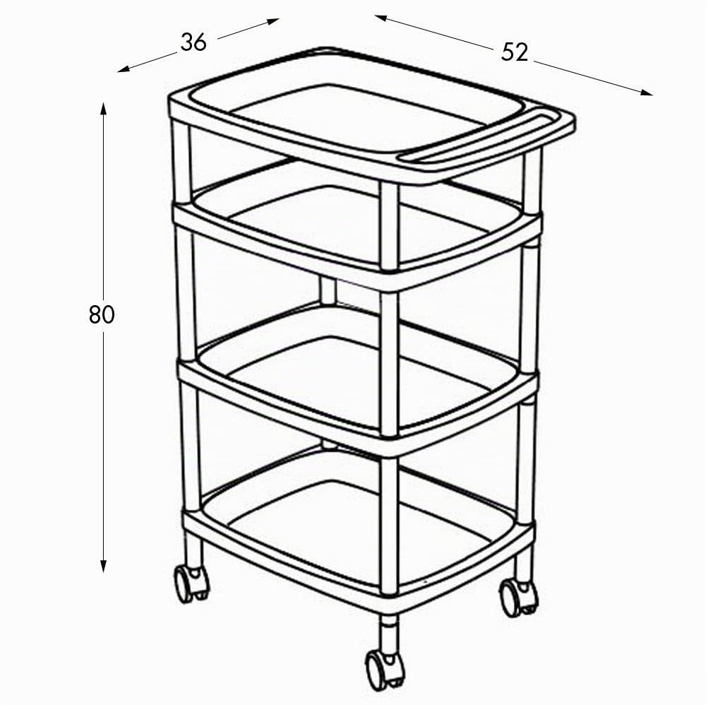 TATAY Carrello portaverdure a Senza BPA Realizzato in materiale plastico | Carrello portaverdure a | Misure 33x43x10,3 cm | Finitura Opaca Moderna | Carrello portaverdure a 4 livelli | Bianco opaco