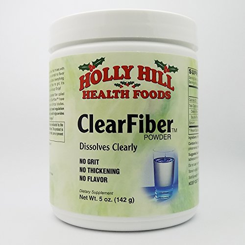 Holly Hill Health Foods Clear Fiber — fibra alimentar solúvel em pó com goma guar parcialmente hidrolisada, 3 g por porção, 140 g