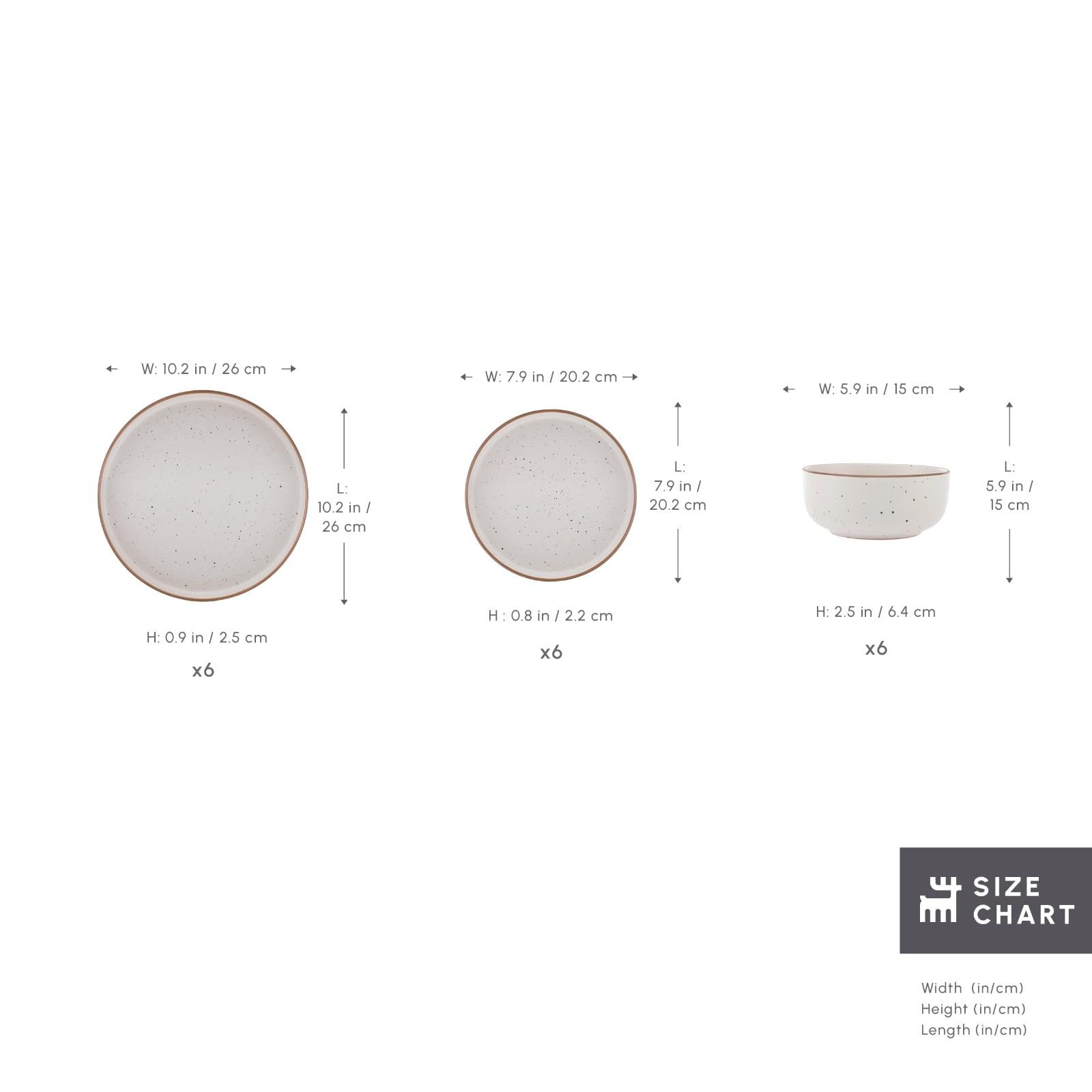 Karaca Chicago Dot Service de table 18 pièces en grès pour 6 personnes – Service de vaisselle moderne et unique avec assiettes, assiettes à dessert, bol