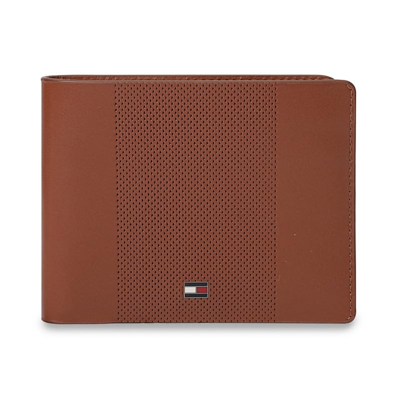 tommy hilfiger Men's Leather Wallet Passos | Tan Textured Passcase Bi-Fold with 12 Card Slots | Stylish Purse for Gents-picture-34