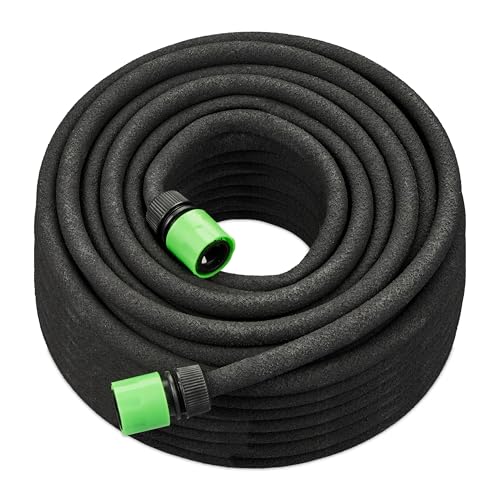 Relaxdays Tropfschlauch, 50 m, Perlschlauch zur Bewässerung von Hochbeeten und Hecken, Wasserschlauch, Garten, schwarz