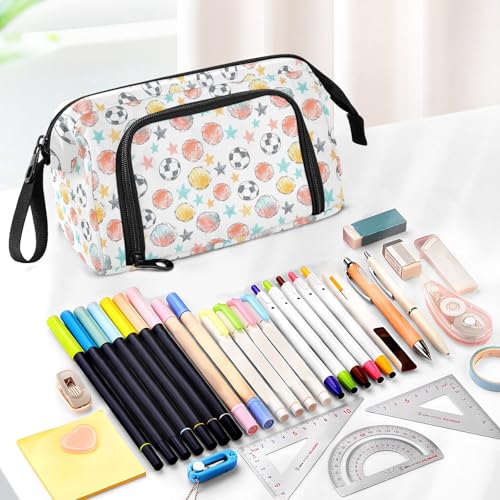 Image of Big Capacity Pencil Case Pen Case Canvas Bag Make-up Pen Pouch for Office College School Kids Teens Student Sketchy Multicolor Balls Pattern