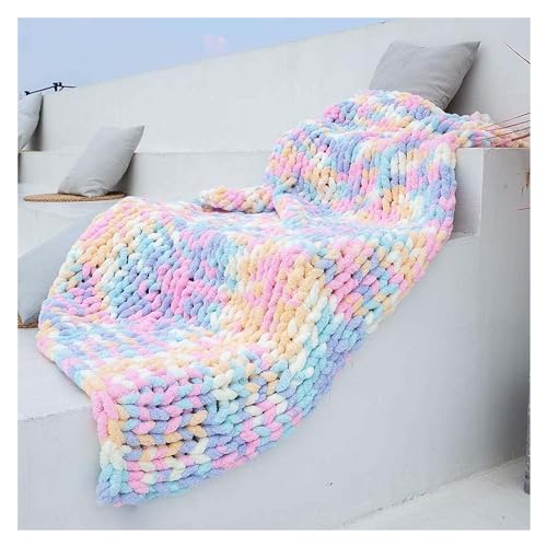 Couverture en tricot épais chenille multicolore pour lit et canapé douillet - 4