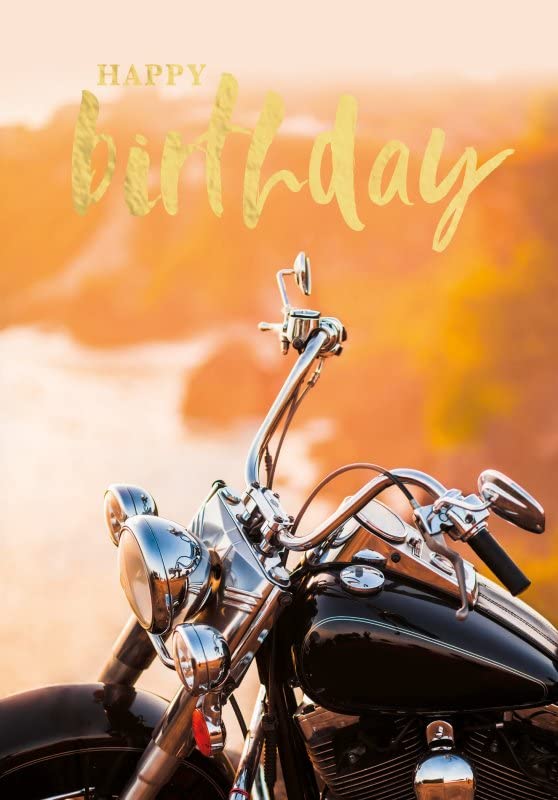 MOTORBIKE Harley Davidson Sunset Birthday Card Graphite Range