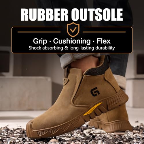Image of GLANOUDUN Welding Work Boots for Men Slip on Steel Toe Shoes for Men Indestructible Steel Toe Boots Welder Men's Working Shoes Fireproof Safety Footwear for Construction Men's Work & Safety Footwear