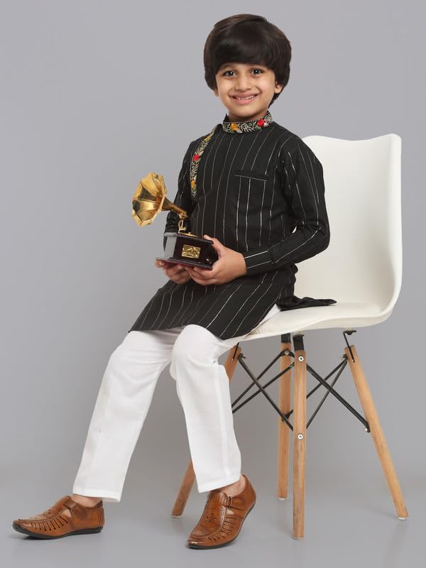 Image of Traditional Ethnic Wear Cotton Kurta Pyjama Set For Kids & Boys