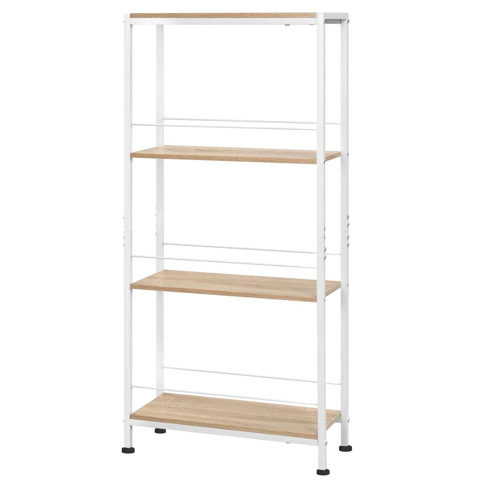 WOLTU Étagère Rangement, Étagère Étroite à 4 Niveaux, en MDF avec Cadre Métallique, Chêne Clair+Blanc, L50xP20xH110cm, RGB53whe