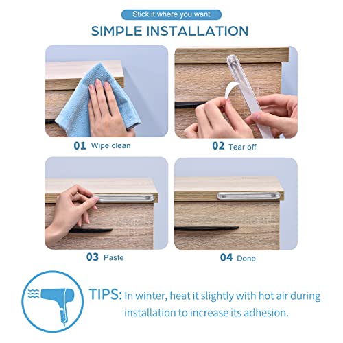 Cabinet Door Bumper, Clear Silicone Rubber Door Stopper Wall Protector, Adhesive Bumpers For Car Doors Drawers Shower Doors Toilet Lid (I-Long) #TOP5