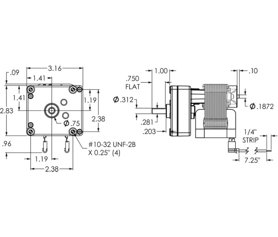 Dayton 1MBF4 AC Gear Motor, 2.2 RPM, Open, 115V