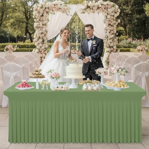 Image of Smiry Spandex Elastic Fitted Table Cloth Skirt for 5FT Rectangle Table
