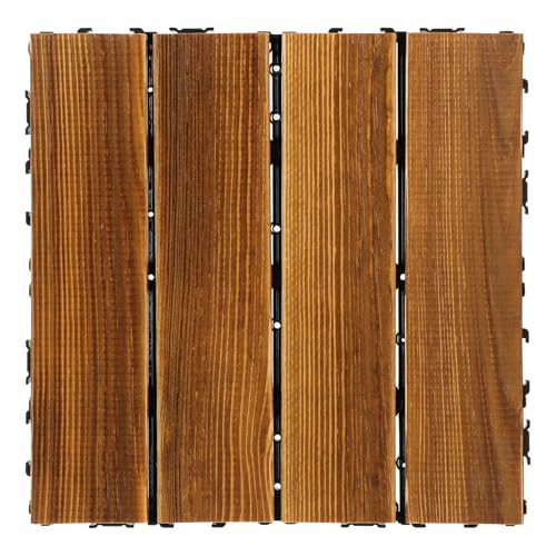 COHEALI Decking de Madera para Exterior Interconectable Resistente y Antideslizante Suelo para Balcón y Terraza Diseño de Textura Fina y Fácil Instalación para Jardín y Patio