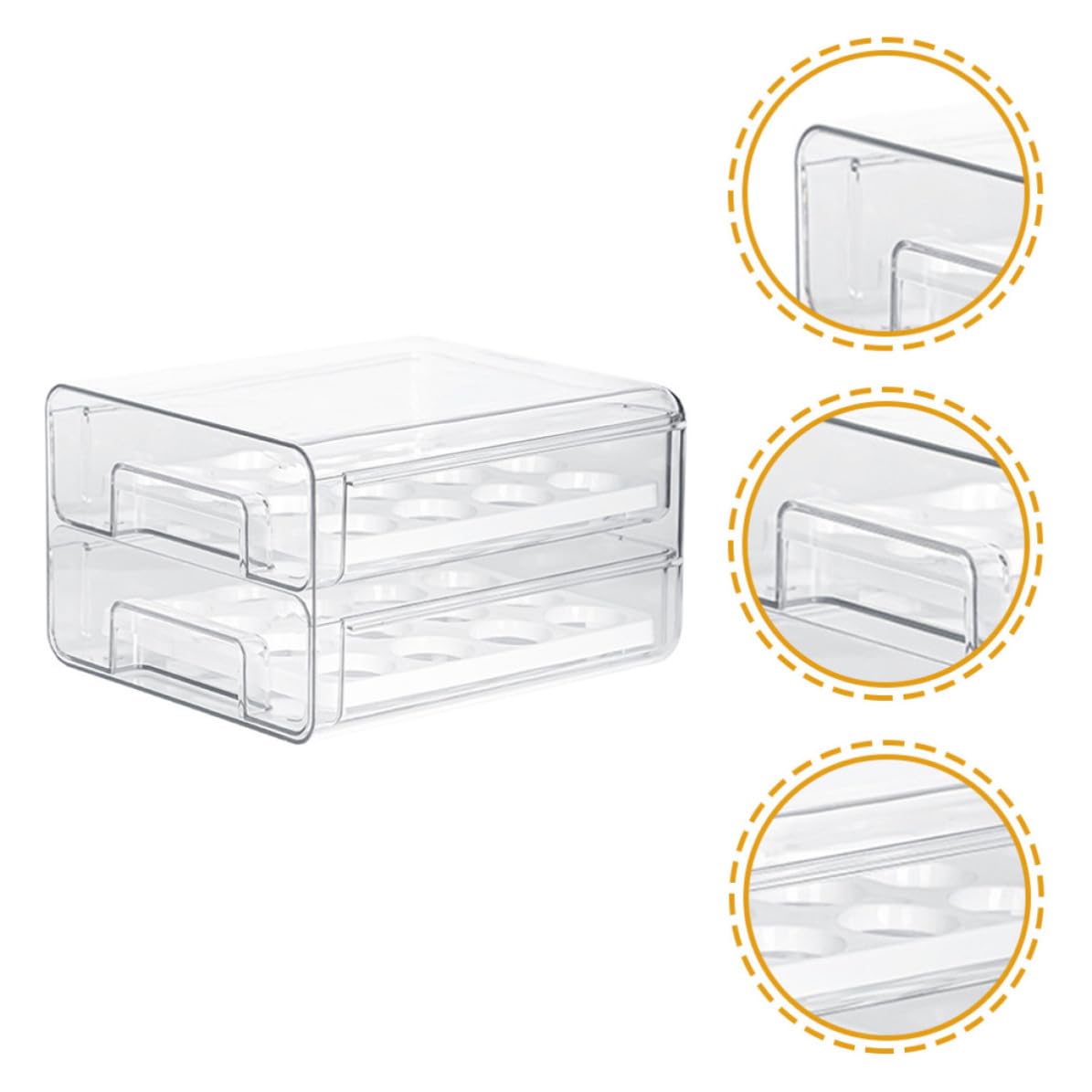 Contenedor de Huevos para Refrigerador Doble Capa 32 Compartimentos | Pet Transparente, Cajón Extraíble y Ventana de Ventilación, Organizador Huevos Frigorifico