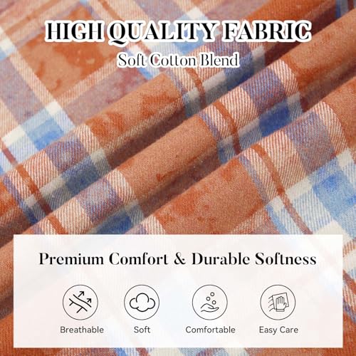 Image of WARHORSEE Flannel Shirt for Men Long Sleeve Button Down Plaid Shirts | Soft Cotton Blend for Multi-season Wear, Lightweight yet Warm, Dual buttoned storage pockets, Machine Washable Easy Care