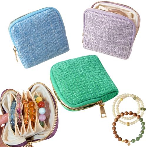 2026 Small Jewelry Travel Case, Travel Jewelry Case for Crystal Bracelets, Rings, Bangles with Smooth Metal Zipper, Elegant Jewelry Pouch for Journey, Crystal Jewelry Storage, Valentines Day Gifts