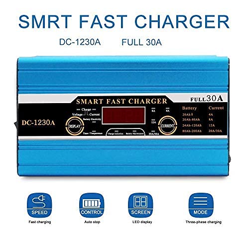 SANWAN cargador inteligente de batería, 30 A, 12 V, carga rápida, pantalla LCD para caravana, autocaravana, barco, coche