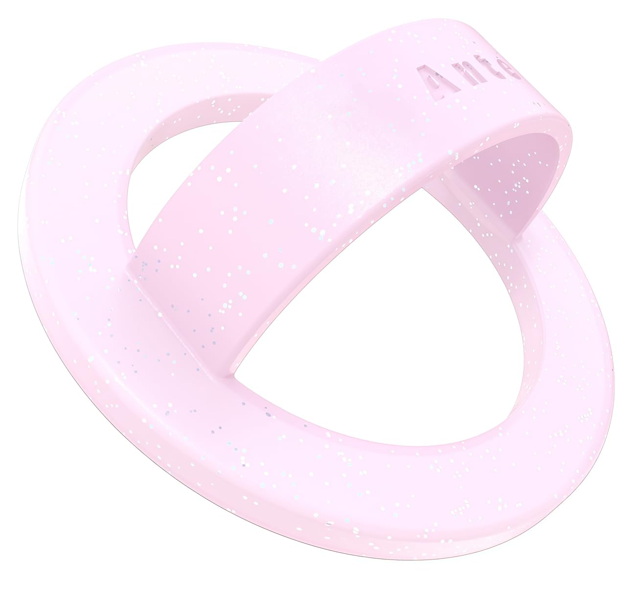 Anteel Magnetic Silicone Ring Grip Phone Holder, Strong Magnetic Attraction, Comfy and Portable, Removable Finger Loop Grip for Magsafe Phone Case (Pink Glitter)