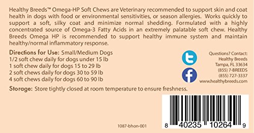 Image of Healthy Breeds Bichon Frise Omega HP Fatty Acid Skin and Coat Support Soft Chews 60 Count