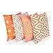 Penguin Home 3436 Lot de 4 Housses de Coussin carrées décoratives Double Face 100% Coton avec Fermeture éclair Invisible 45 x 45 x 1 cm, Orange, 45 X45 X1 cm
