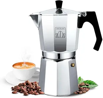 Cafetera Italiana Mokclassic 300 Shiny. en Aluminio, Apta para Gas, Eléctrica y Vitro, 3 Tazas, Junta de silicona, Mango Ergonómico y Termorresistente, Filtro y Válvula de Acero Inoxidable