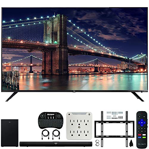 TCL 65R617 65-inch Class 6-Series 4K HDR Roku Smart TV Bundle Alto 7+