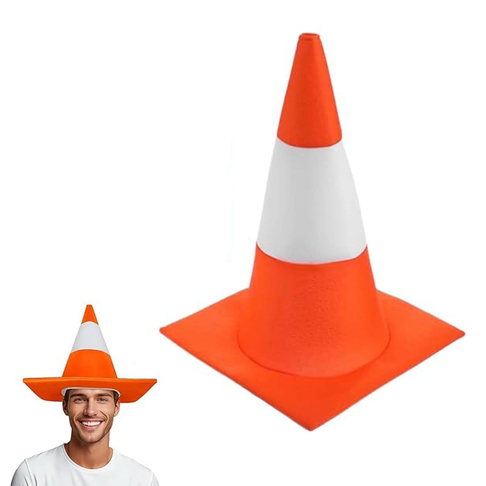 dinghaole Traffic Cone Hat Funny Hats for Adults Unisex, Orange White Novelty Road Cone Party Accessory, Silly Funny Novelty Hat, Orange and White Fancy Dress Road cone, Halloween Costumes