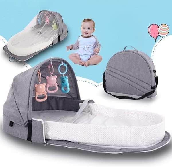 Baby Bed Baby Nest Portable Travel Baby Cribs Toddler Multi-function Folding Bed Folding Chair, grey