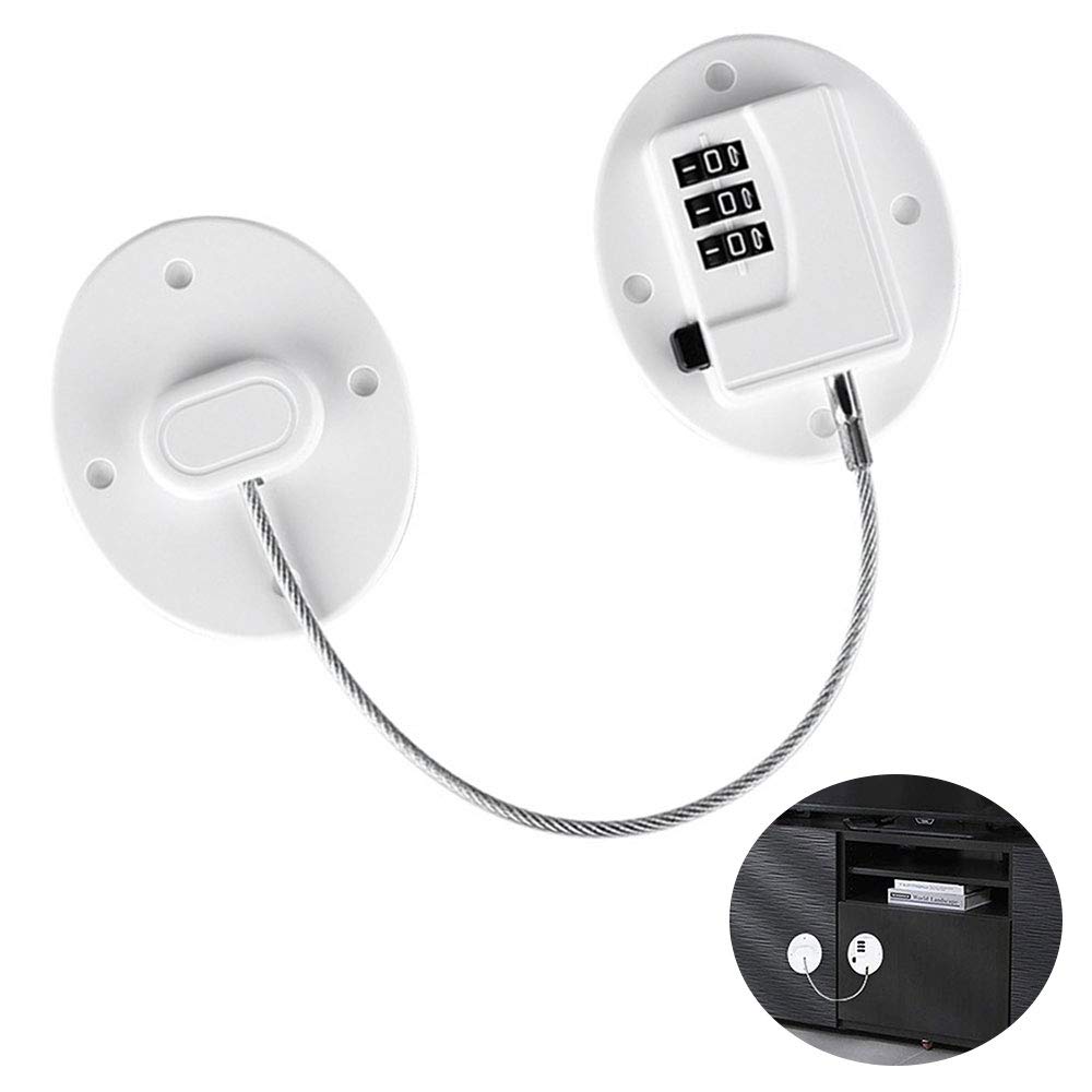 4 cerraduras para nevera, cable de nevera, bloqueo de código de nevera, adhesivo fuerte, sin taladro, cerradura de gabinete para puerta de congelador, archivador, gabinete de armario, ventanas