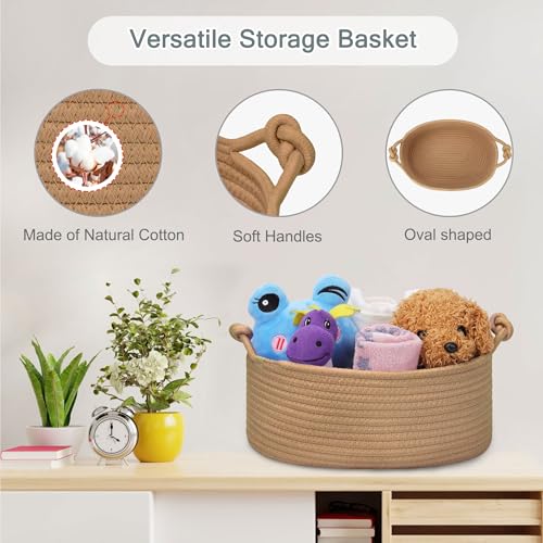 Image of COMSE Small Gift Basket Empty with Bag & Ribbons, Solid Camel